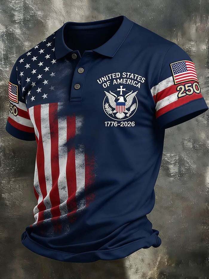 USA 250Th Anniversary Polo Shirt Men's July 4 Shirts Independence Day Clothes Gifts For Him