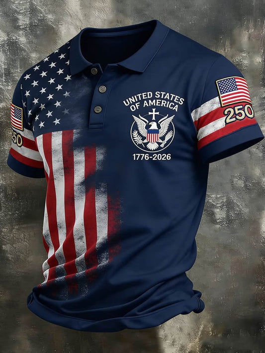 USA 250Th Anniversary Polo Shirt Men's July 4 Shirts Independence Day Clothes Gifts For Him