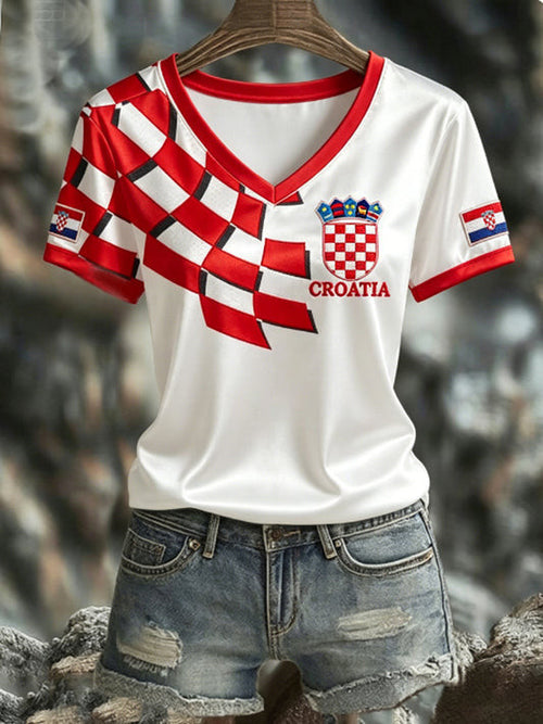Croatia FIFA World Cup 2026 V-Neck Shirt Croatia World Cup Games Apparel Soccer Fans Gifts