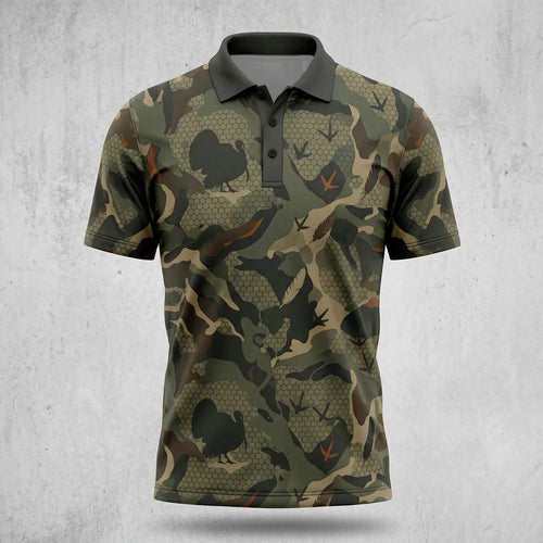 Turkey Hunting Camo Polo Shirt Waterfowl Hunting Outfits Gifts For Hunting Enthusiasts