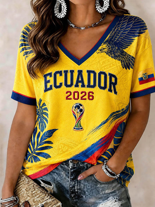 Ecuador FIFA World Cup 2026 V-Neck Shirt World Cup 2026 Merch Gifts For Soccer Fans