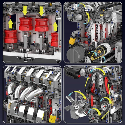 Mould King 10087 Motorized L4 Car Engine Building Block Set - Sofhome