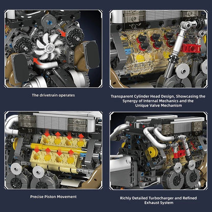 Mould King 10131 W16 Engine Supercar - Motorized Building Blocks - Sofhome