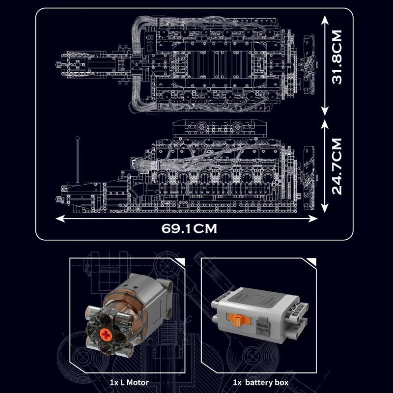 Mould King 10169 V12 Engine - Technical Building Block Set - Sofhome
