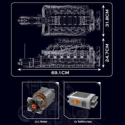 Mould King 10169 V12 Engine - Technical Building Block Set - Sofhome