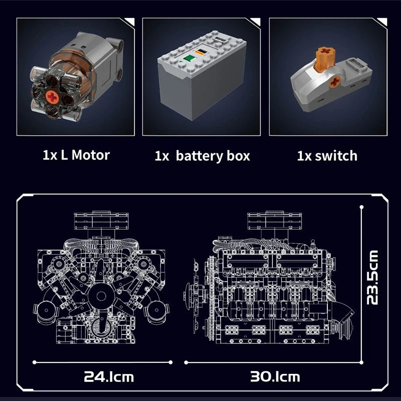 Mould King 10182 Motorized V8 Tank Engine - Sofhome