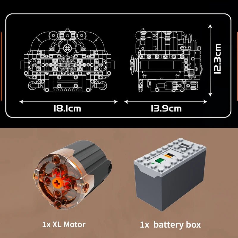 Mould King 10193 Motorized Boxer Engine Block Building Set - Sofhome