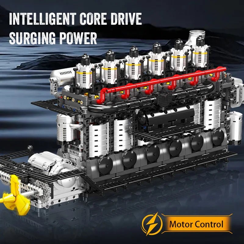 Mould King 10209 - Motorized Inline 6 - Cylinder Engine Building Kit - Sofhome
