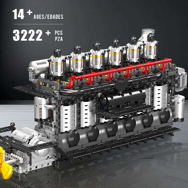 Mould King 10209 - Motorized Inline 6 - Cylinder Engine Building Kit - Sofhome