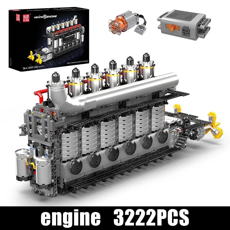 Mould King 10209 - Motorized Inline 6 - Cylinder Engine Building Kit - Sofhome