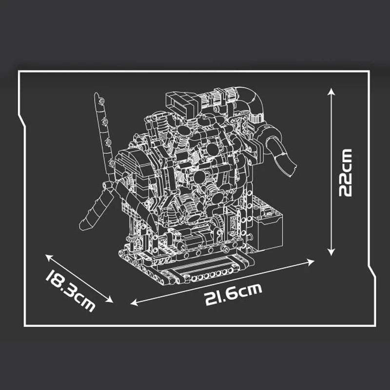 Mould King 10211 - Motorized Radial Aviation Engine Building Set - Sofhome