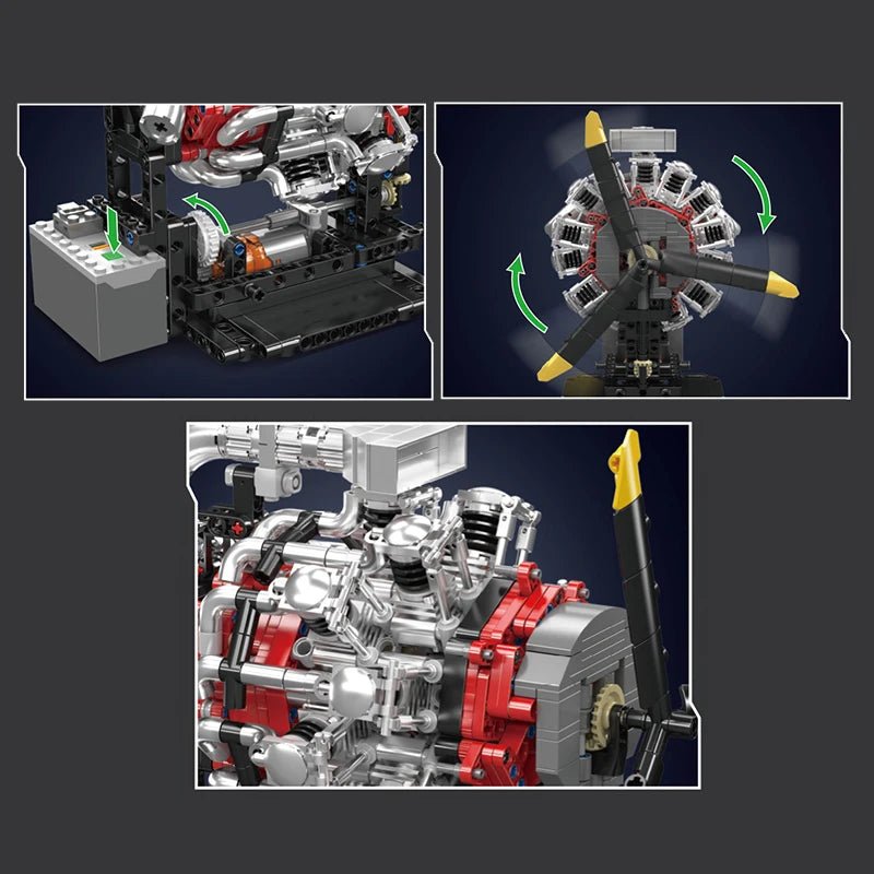 Mould King 10211 - Motorized Radial Aviation Engine Building Set - Sofhome