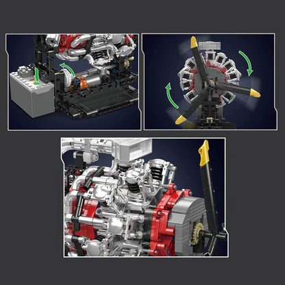 Mould King 10211 - Motorized Radial Aviation Engine Building Set - Sofhome