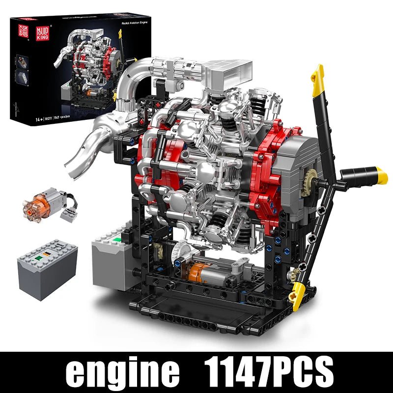 Mould King 10211 - Motorized Radial Aviation Engine Building Set - Sofhome