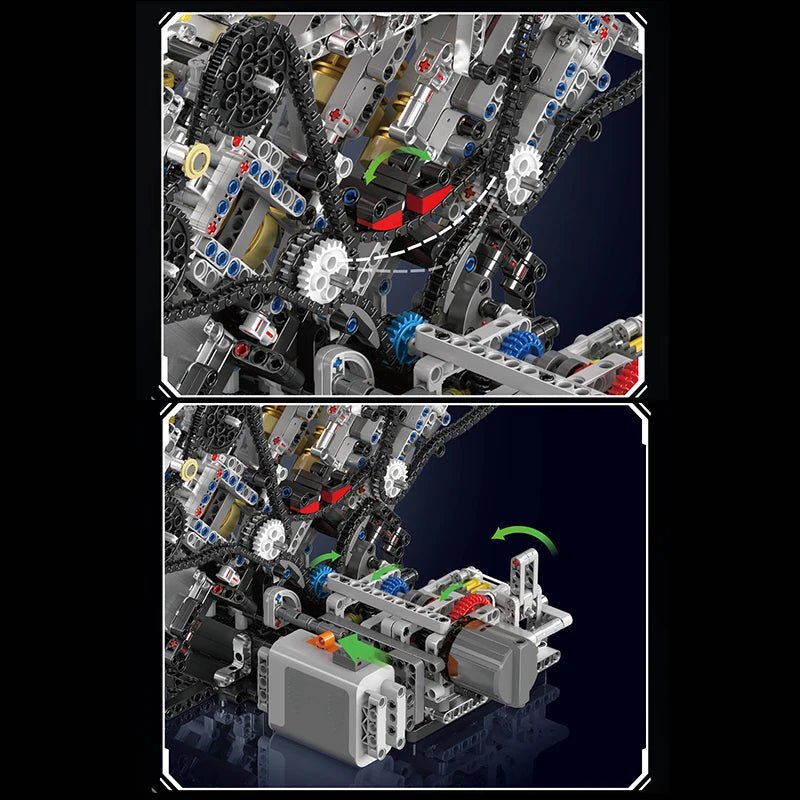 Mould King 10219 F488 Supercar - Motorized V8 Engine Building Kit - Sofhome