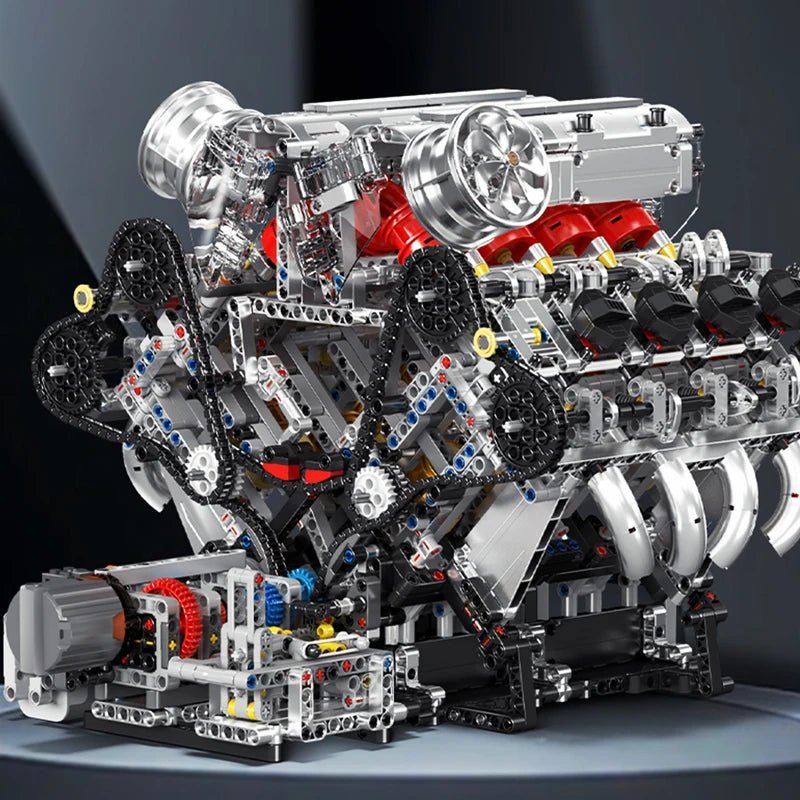 Mould King 10219 F488 Supercar - Motorized V8 Engine Building Kit - Sofhome