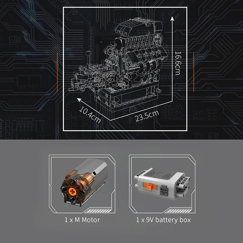 Mould King 10225 Motorized V8 Engine - Sofhome