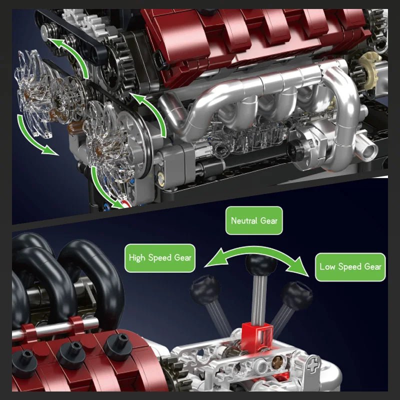 Mould King 10227 V8 Engine - Motorized Building Block Kit - Sofhome