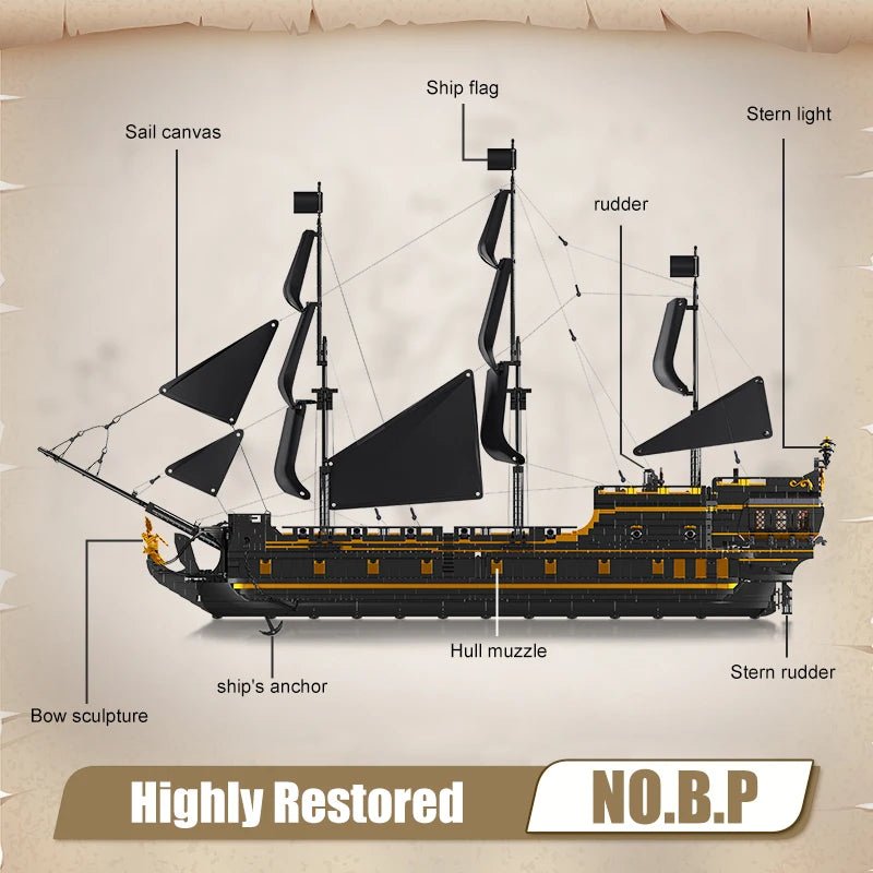 Mould King 13186 Black Pearl - Pirate Ship Building Block Set - Sofhome